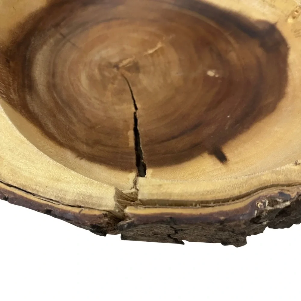 Acacia Collection Handcrafted Live Edge Acacia Wood Bowl with Bark Handles 17in‎